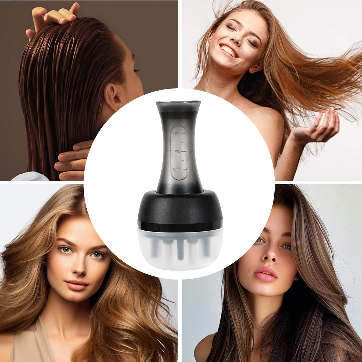 Applicateur d'Huile pour Cheveux - HairFlow™ - Noir - Cheveux chic naturels