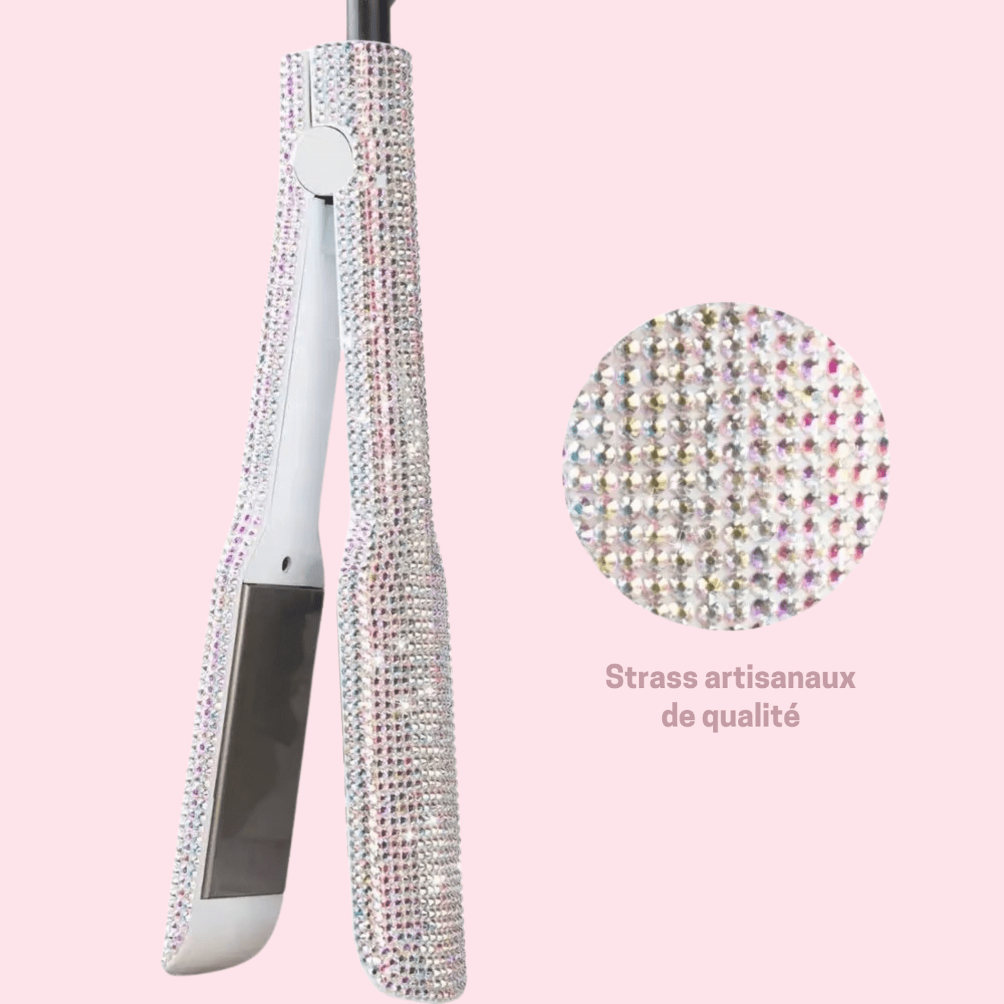 Lisseur Professionnel - RhinestoneStyler™ - Blanc - Cheveux chic naturels