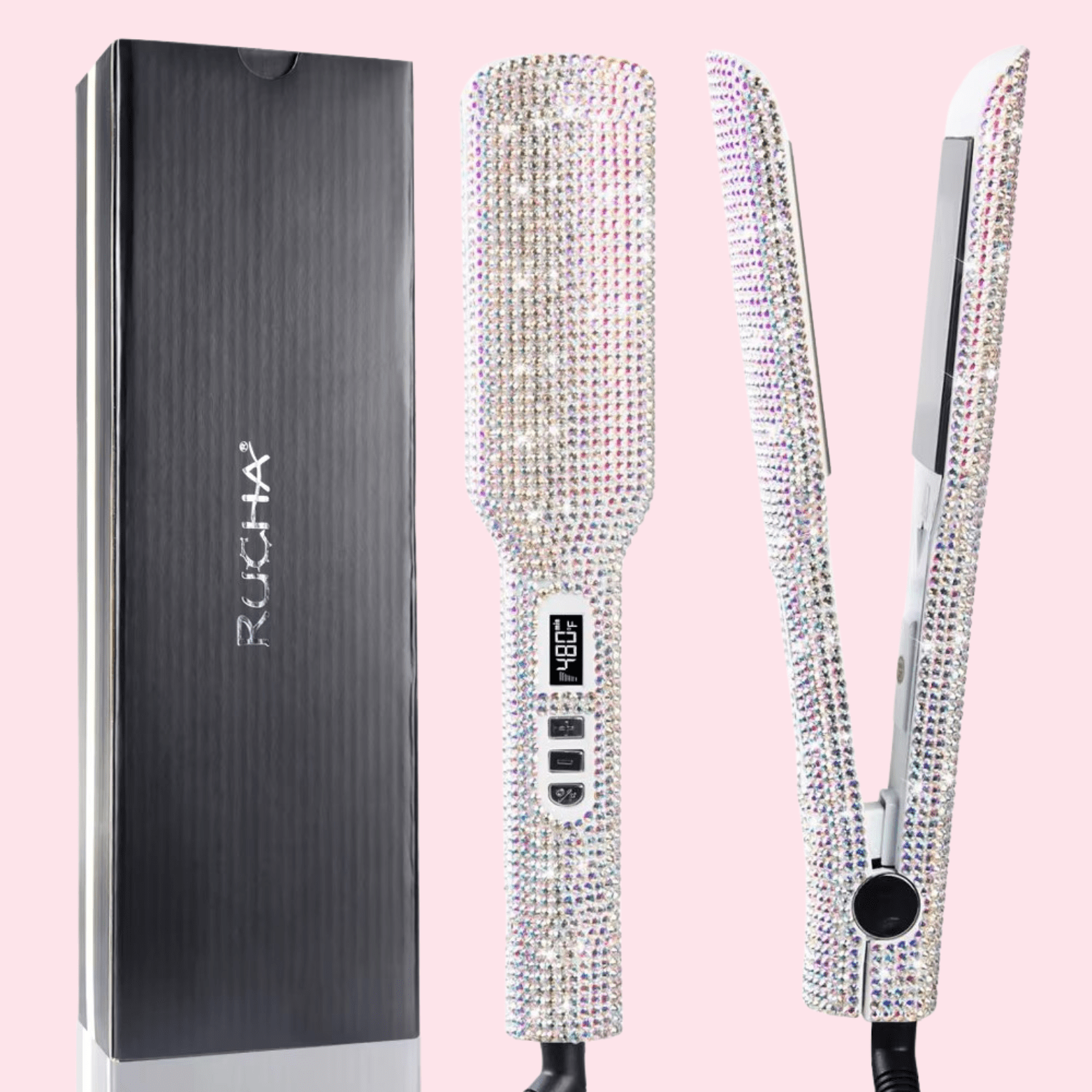 Lisseur Professionnel - RhinestoneStyler™ - Blanc - Cheveux chic naturels